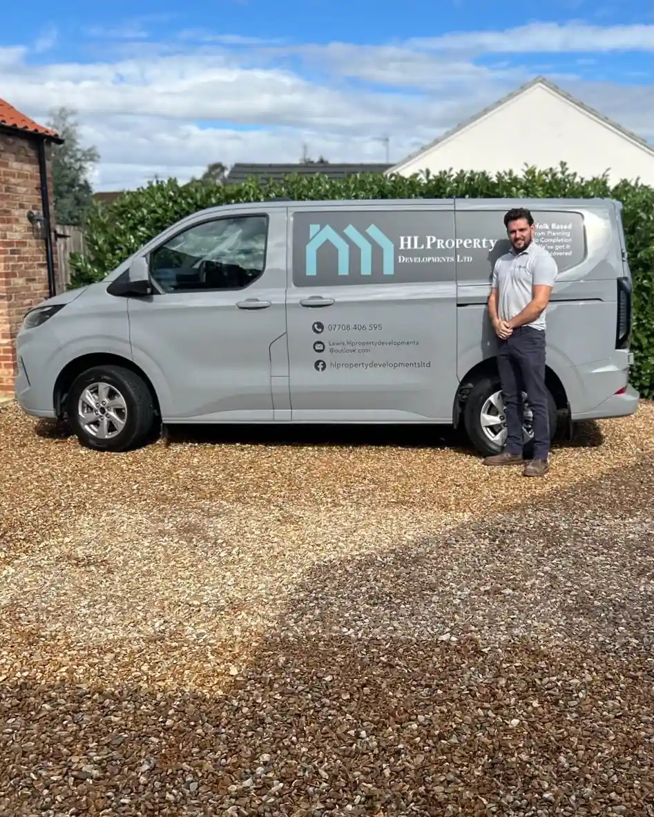 Lewis Lee beside his HL Property Developments van